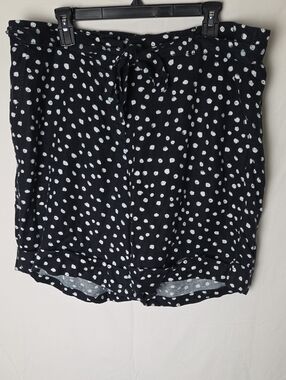 NWT Lane Bryant Black Polka Dot Linen Tie Waist Women’s Shorts Sz 18/20